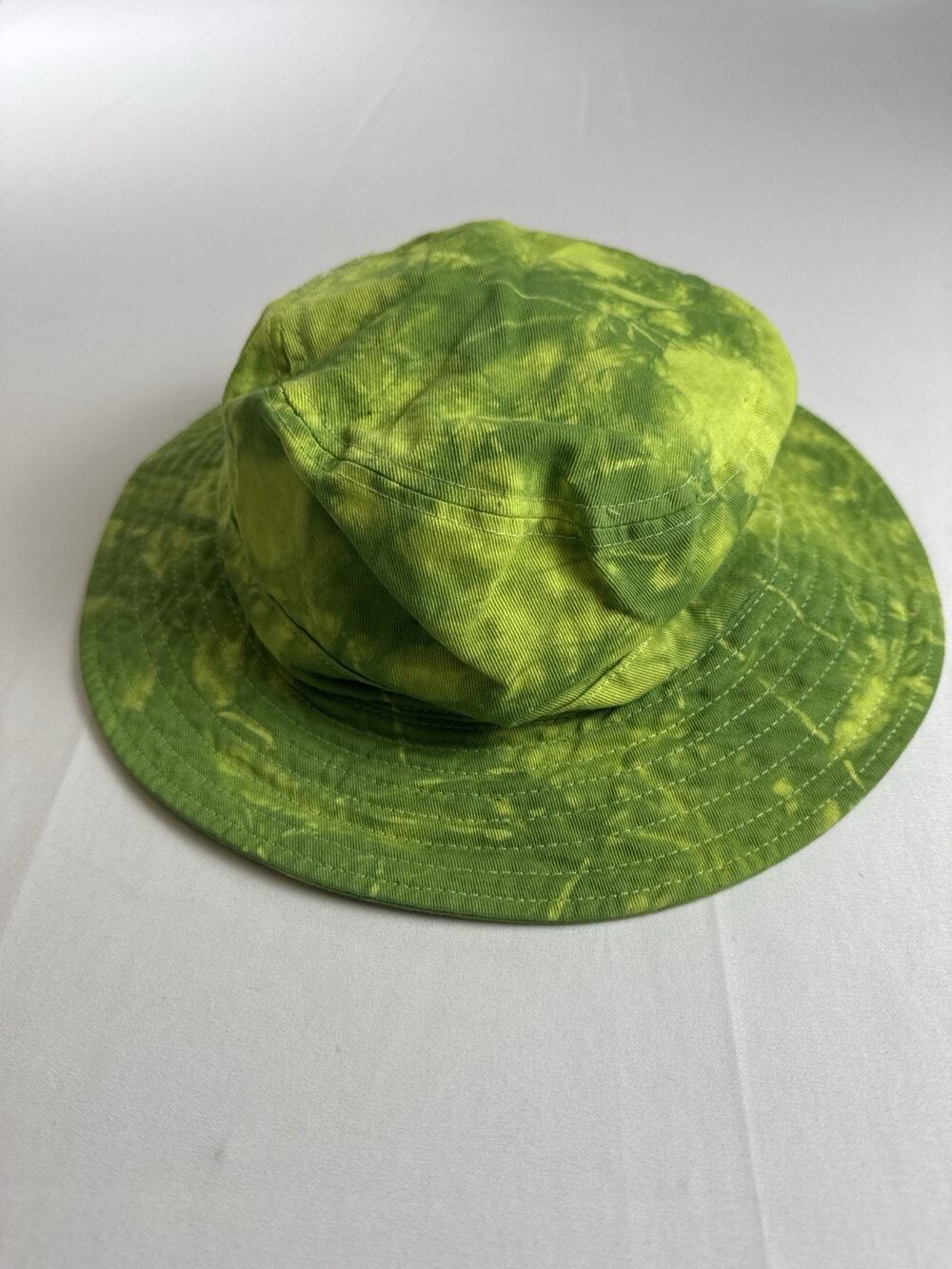 Green Tie Dye Bucket Hat OSFM Cotton Festival Streetwear Cap